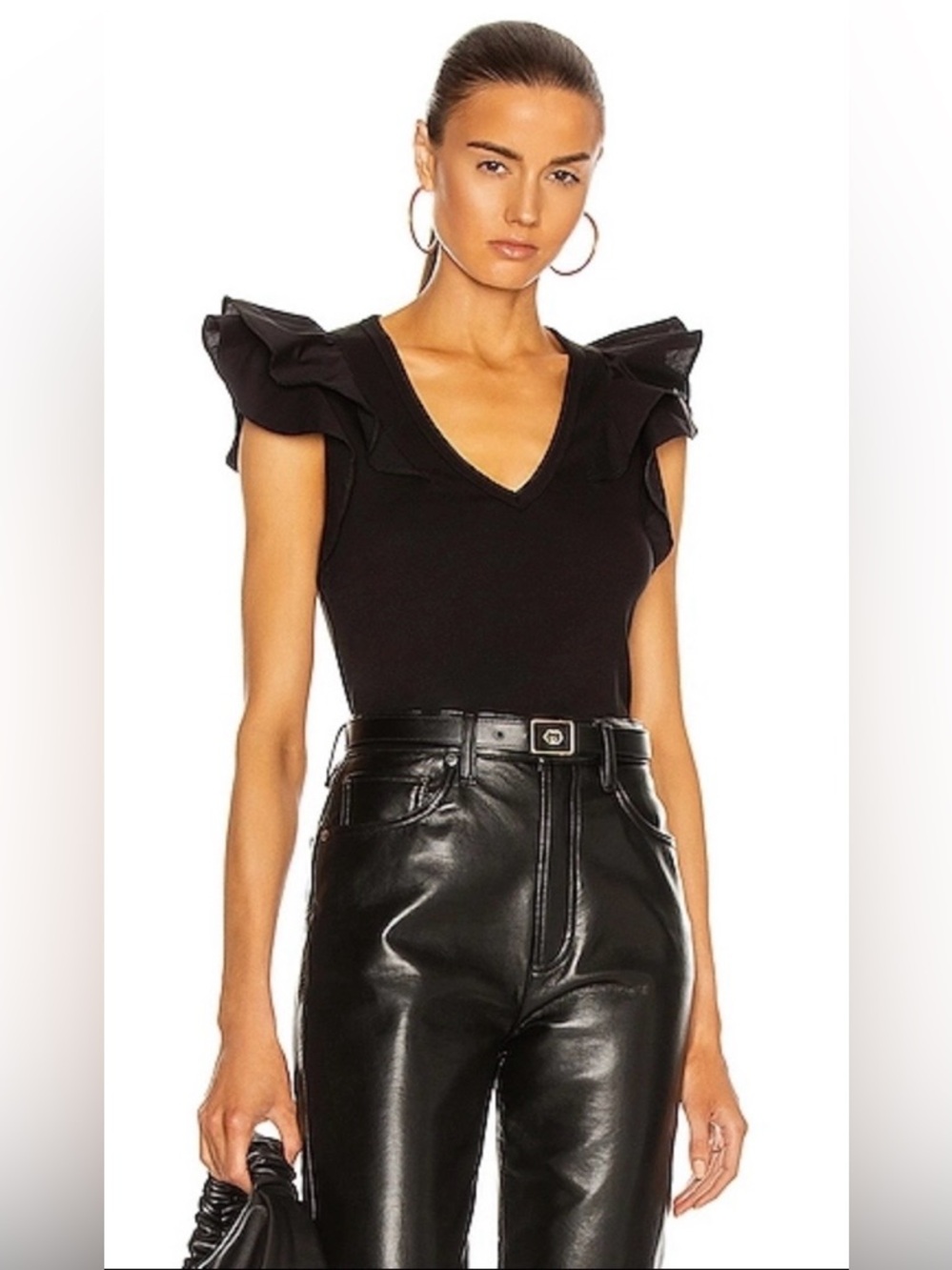 💋NWT💋 Veronica Beard Cathie Ruffle Sleeve Top, Size S, Black